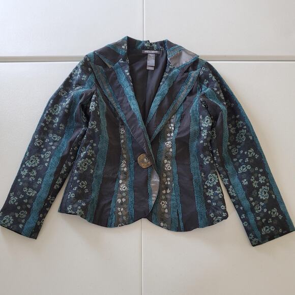Bisou Bisou Blazer Womens 10 Floral Brocade Jacket Unique Whimsigoth Art Quirky - Picture 1 of 9